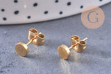 Boucles rondes puces acier 304 inoxydable doré 5mm, la paire (G0101)