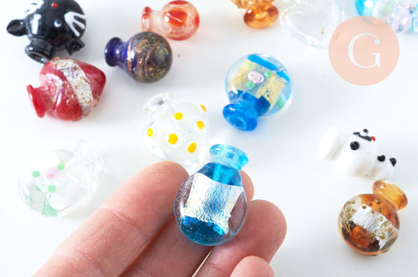 Bouteille de parfum feuille d'argent ou or multicolore, x5 (G6946)