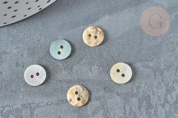 Bouton rond nacre multicolore 8mm, x10 (G7371)