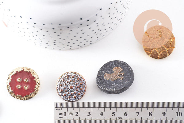 Boutons anciens vintages 23-30mm, x1 (G10153)