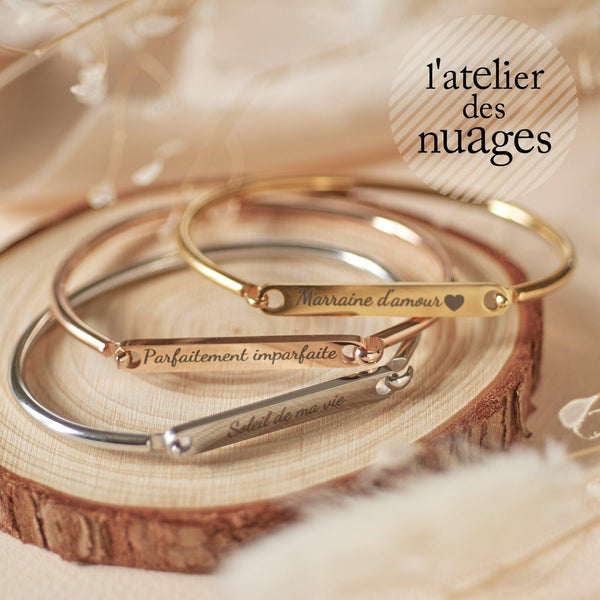 Bracelet Jonc en Acier Inoxydable 304 avec Message, x1 (ADN4)