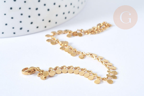 Bracelet Pastilles rondes acier 304 inoxydable, sans nickel, 18cm, x1 (G7909)