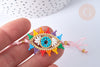 Bracelet Réglable cordon nylon perles de rocailles tissées mauvais œil coloré 28cm, bijou chance à offrir, bracelet amitié, x1 (G7945)