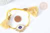Bracelet Réglable losange mauvais œil jaune et or 28cm cordon nylon perles rocailles tissées , bijou chance à offrir, bracelet amitié, x1 (G7680)