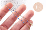Bracelet acier 304 inoxydable doré 14k résine bleu marine 1.5mm-20.5cm, x1 (G10209)