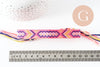 Bracelet brésilien tissé réglable rose jaune 15mm, x1 (G9560)