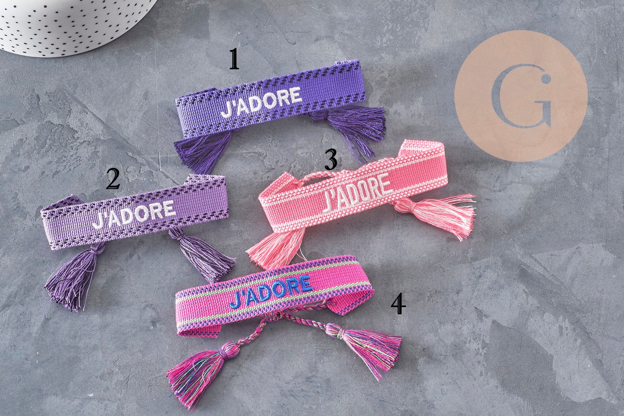Bracelet brodé J'ADORE HOPE EFJF, x1 (G7649)
