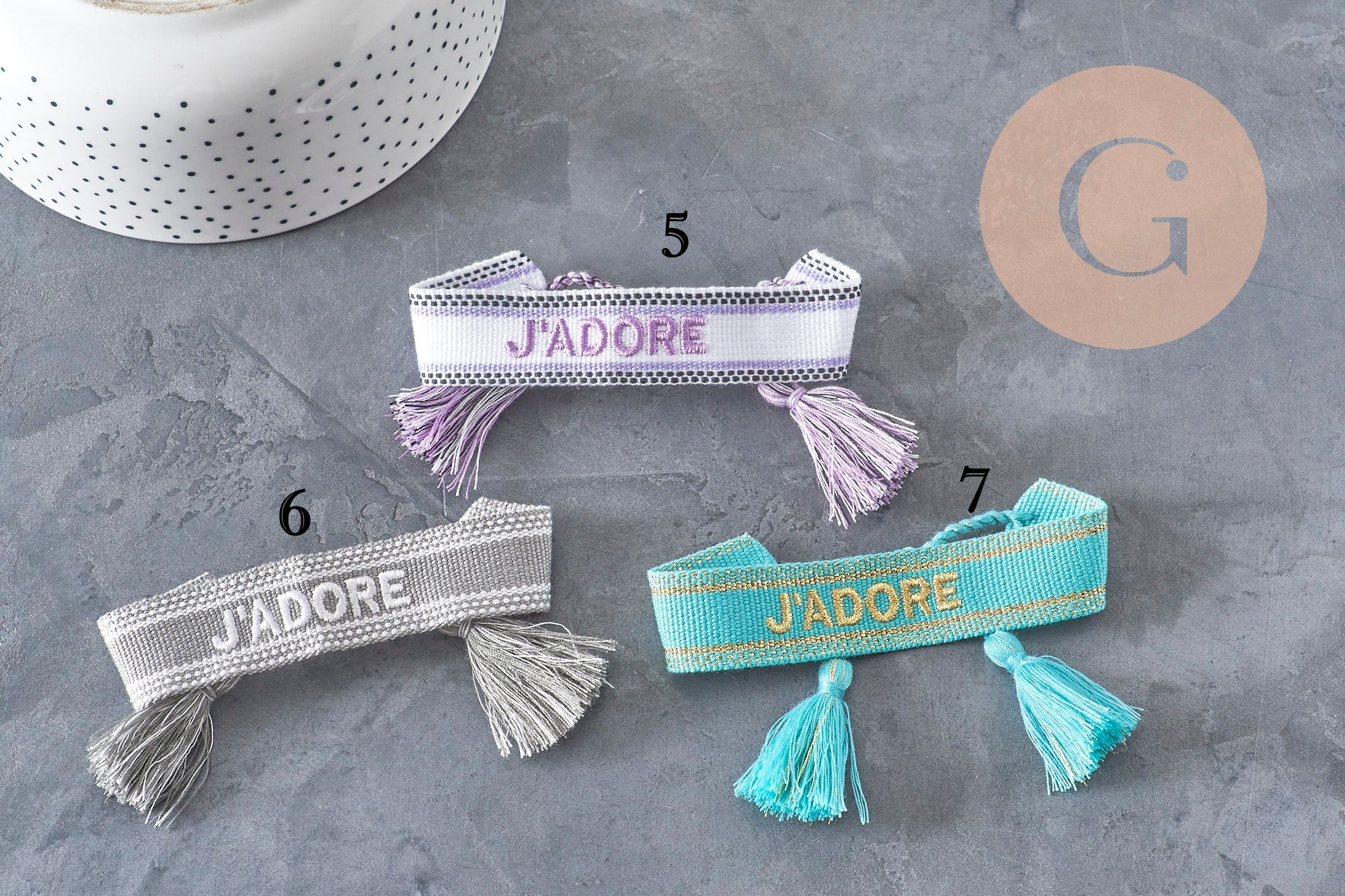 Bracelet brodé J'ADORE HOPE EFJF, x1 (G7649)