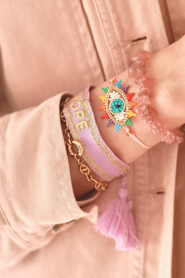 Bracelet brodé J'ADORE HOPE EFJF, x1 (G7649)