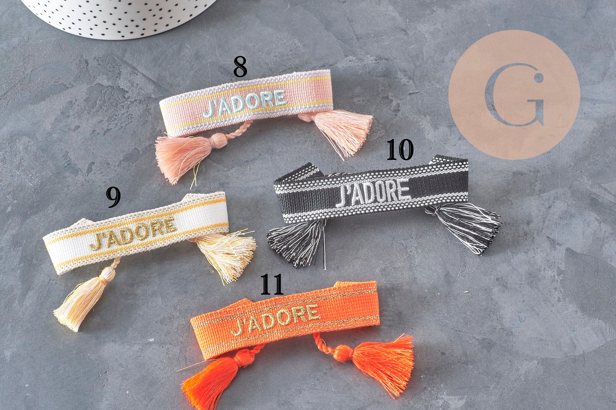 Bracelet brodé J'ADORE HOPE EFJF, x1 (G7649)