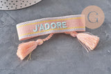 Bracelet brodé J'ADORE HOPE EFJF, x1 (G7649)