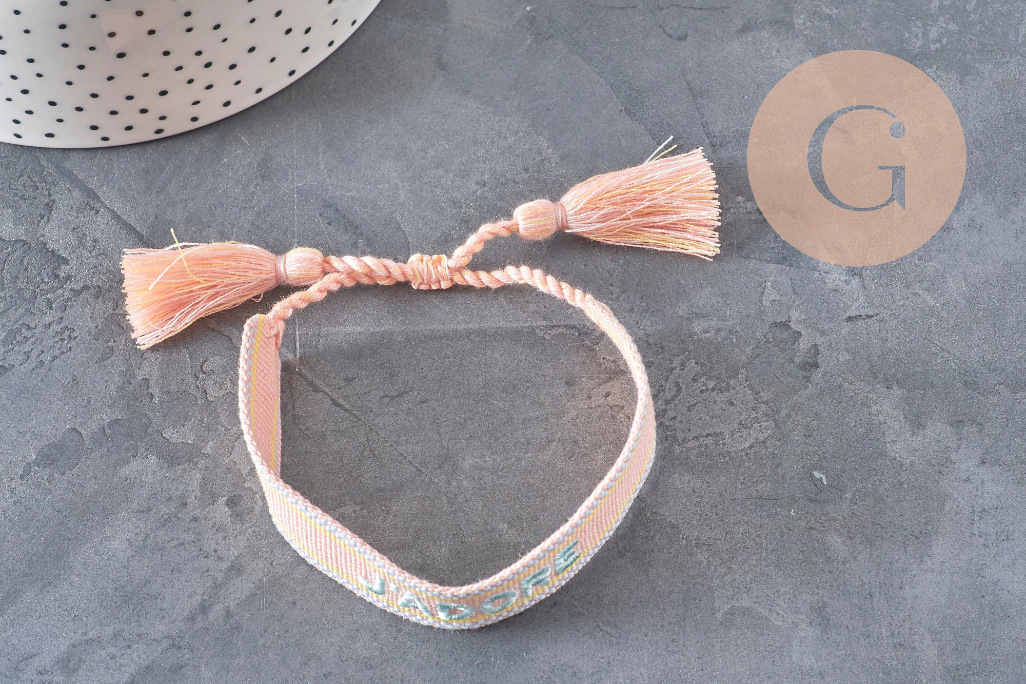 Bracelet brodé J'ADORE HOPE EFJF, x1 (G7649)