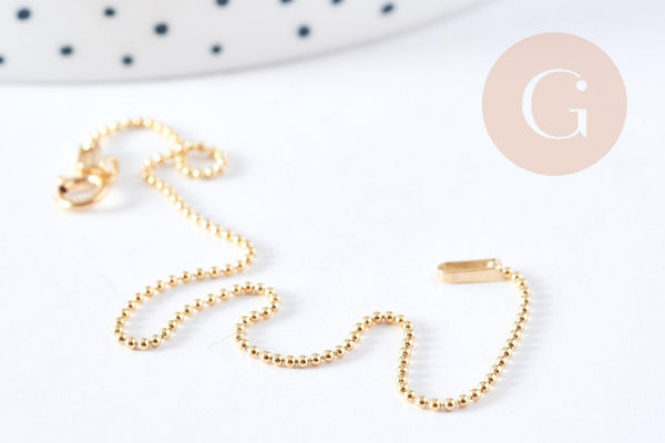 Bracelet chaine boule avec fermoir dorée gold-filled 17.8cm x1 (G8213)