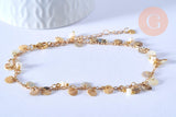 Bracelet chaine cheville laiton et nacre 24.2cm, x1 (G4158)