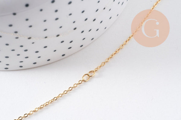 Bracelet chaine dorée forçat 16K 0.5microns 1.8mm/17cm, x1 (G5340)