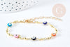 Bracelet chaine oeil protecteur multicolore acier inoxydable doré 304 19cm, x1 (G8739)