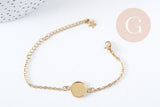 Bracelet complet cabochon rond 12mm acier 304 inoxydable doré 15.9cm x1 (G8885)
