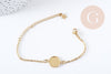 Bracelet complet cabochon rond 12mm acier 304 inoxydable doré 15.9cm x1 (G8885)
