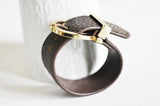 Bracelet cuir marron réglable boucle dorée 25.5mm, x1 (G8494)