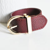 Bracelet cuir rouge bordeaux réglable boucle dorée 25.5mm, x1 (G4791)