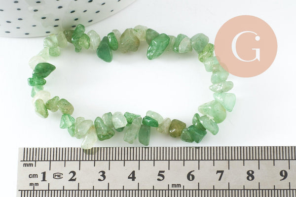 Bracelet élastique chips aventurine verte naturelle 50mm, x1 (G5668)