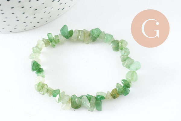 Bracelet élastique chips aventurine verte naturelle 50mm, x1 (G5668)