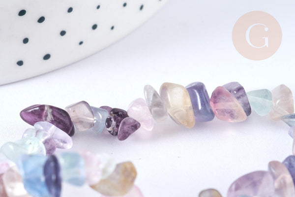 Bracelet élastique chips fluorite naturelle 50mm, x1 (G7079)