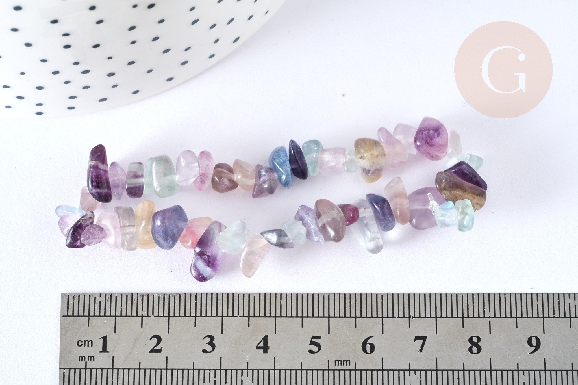 Bracelet élastique chips fluorite naturelle 50mm, x1 (G7079)