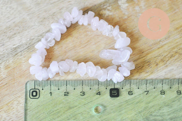 Bracelet élastique chips quartz rose naturel 50mm, x1 (G4717)