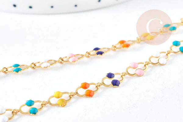 Bracelet fantaisie acier doré 304 inoxydable émaillé multicolore 25mm, x1 G8803