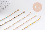 Base bracelet fin acier 304 inoxydable doré 14k résine avec anneaux maille forçat 16.5mm, x1 (G10239)