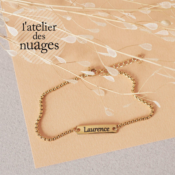 Bracelet gourmette personnalisée médaille à graver acier inoxydable 304 (ADN13)