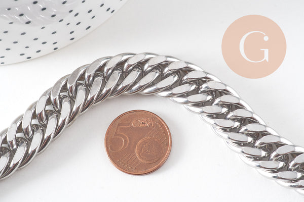 Bracelet gros maillons en inoxydable, fermoir toggle, bracelet homme, x1 (G0273)