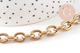 Bracelet grosse maille acier 304 inoxydable doré 14k 22cm, x1 (G4198)