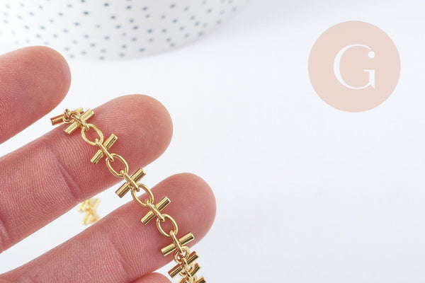 Bracelet grosse maille acier 304 inoxydable doré 19.5cm, x1 (G8890)