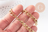 Bracelet grosse maille figaro gourmette acier doré 14k, 20cm, x1 (G4447)