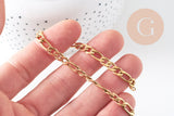 Bracelet grosse maille figaro gourmette acier doré 14k 20cm, x1 (G4448)
