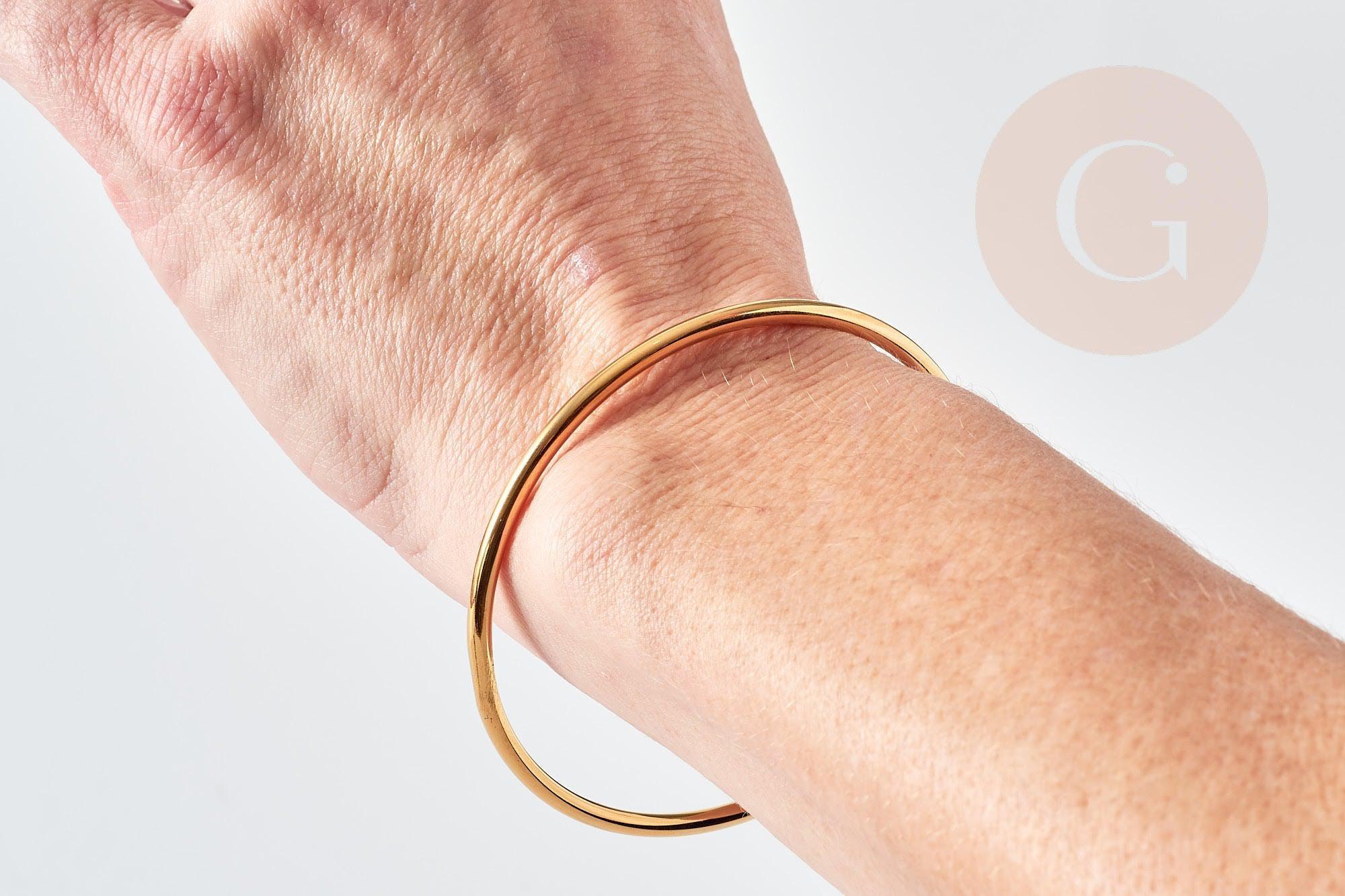 Bracelet jonc 3mm acier doré 63mm x1 (G7736)