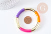 Bracelet jonc élastiqué résine violet rose orange doré 52mm, x1 (G8832)