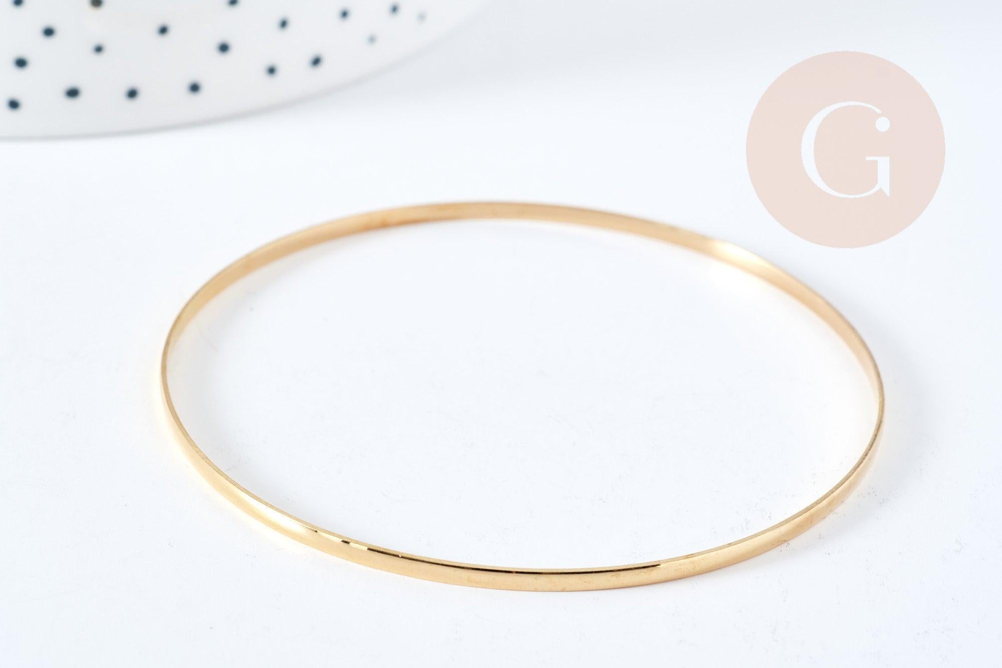 Bracelet jonc fin 2.5mm lisse doré 14K-67mm, x1 (G8357)