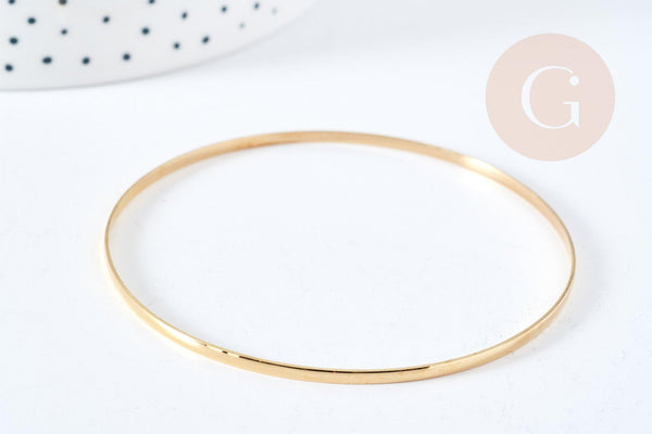 Bracelet jonc fin 2.5mm lisse doré 14K-67mm, x1 (G8357)