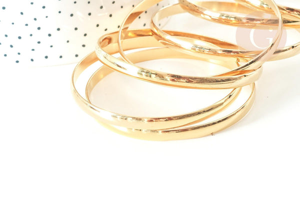 Bracelet jonc lisse 5.5mm acier 304 inoxydable doré 68mm, bracelet sans nickel, x1 (G7737)