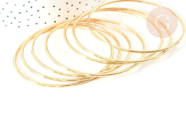 Bracelet jonc lisse rond acier 304 inoxydable doré 70mm, x1 (G7733)