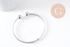 Bracelet jonc ouvert finition boule 4mm acier 304 inoxydable platine 50~65mm, x1 (G10314)