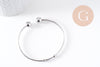 Bracelet jonc ouvert finition boule 4mm acier 304 inoxydable platine 50~65mm, x1 (G10314)