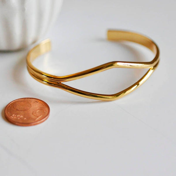 Bracelet jonc ouvert réglable 16k 64mm, x1 (G10174)