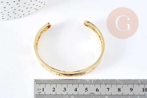 Bracelet jonc réglable doré 16k zircons oeil protecteur 60x48mm, x1 (G4258)