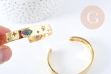 Bracelet jonc réglable doré 16k zircons oeil protecteur 60x48mm, x1 (G4258)