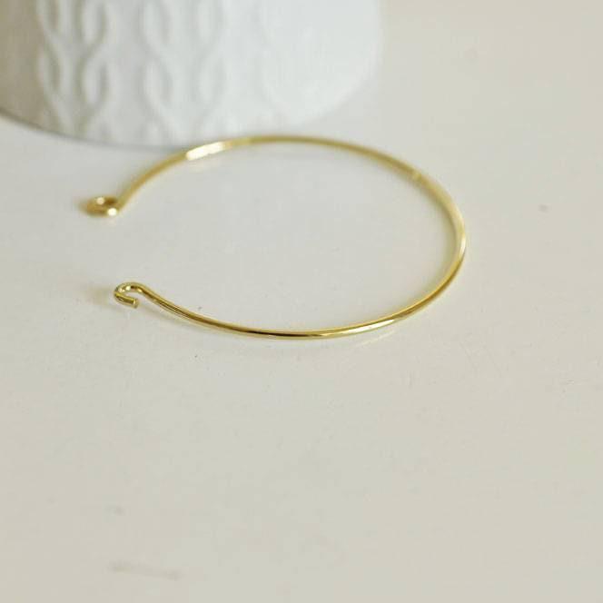 Bracelet jonc réglable laiton doré finition boucle 16k 57mm, x1 (G10175)