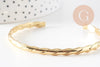 Bracelet jonc réglable laiton doré tresse 14k 50mm, x1 (G0478)